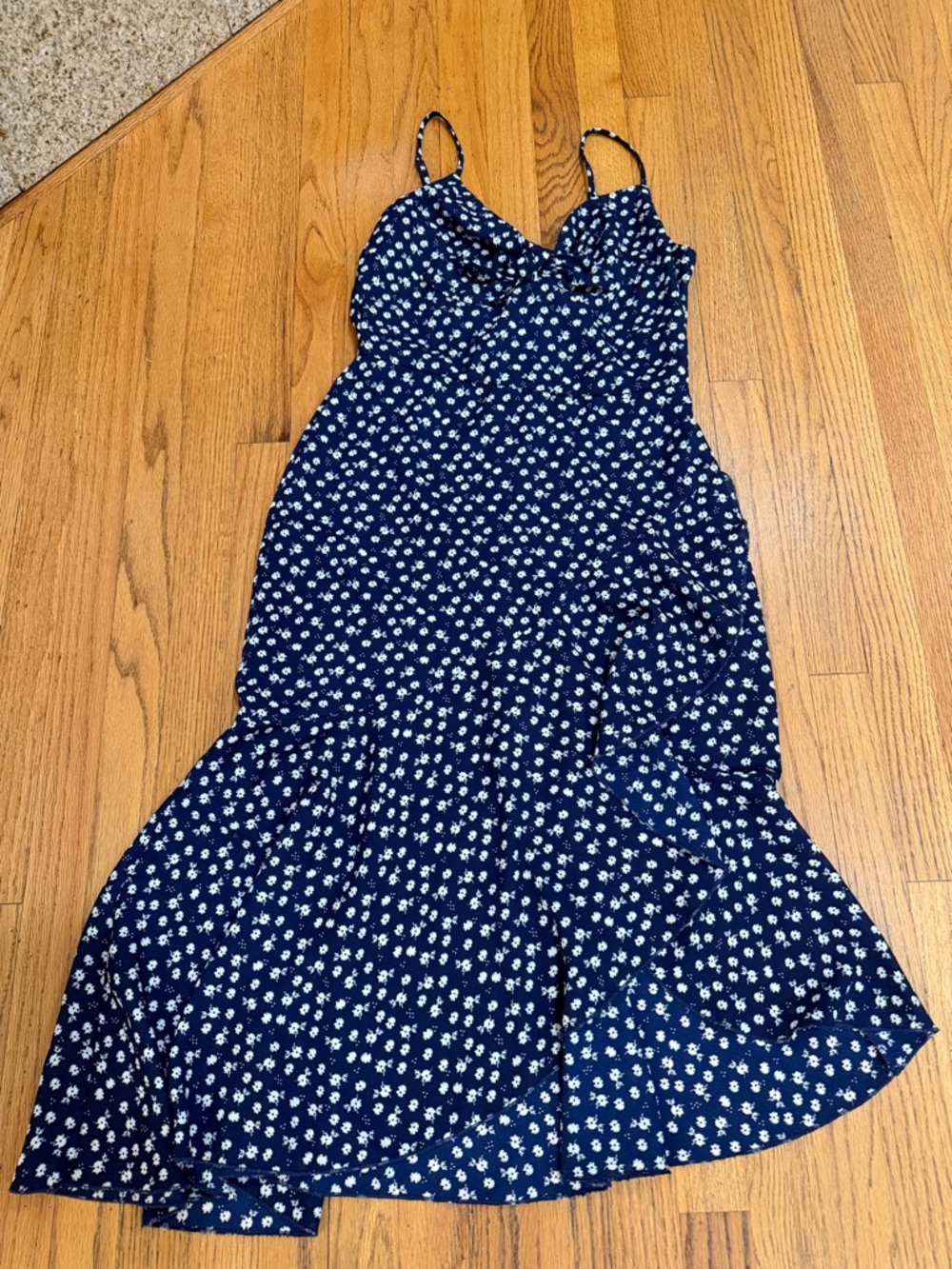 City Studio Navy Blue Floral Trim Dress